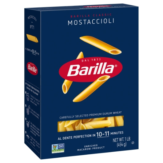 Barilla Mostaccioli Pasta, 12 x 16 oz Case - Alternate product angle or state