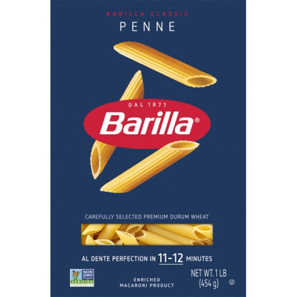 Barilla Penne Rigati, 12 x 16 oz Case - Pantry Ingredients