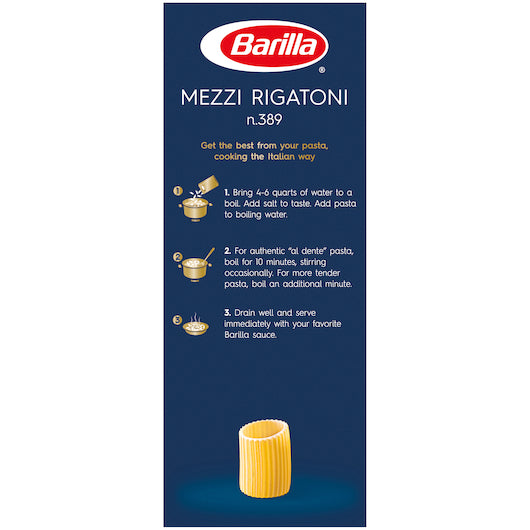 Barilla Mezze Rigatoni Pasta, 12 x 16 oz Case - Alternate product angle or state