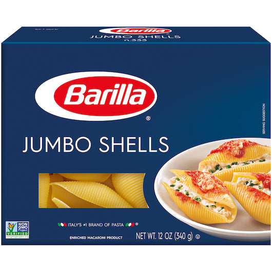 Barilla Jumbo Shells, 12 x 12 oz Case - Pantry Ingredients
