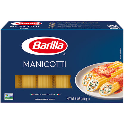 Barilla Medium Manicotti Pasta, 12 x 8 oz Case - Pantry Ingredients