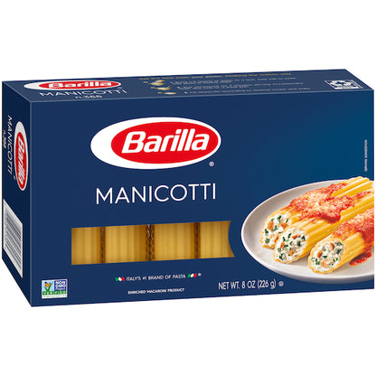 Barilla Medium Manicotti Pasta, 12 x 8 oz Case - Pantry Ingredients