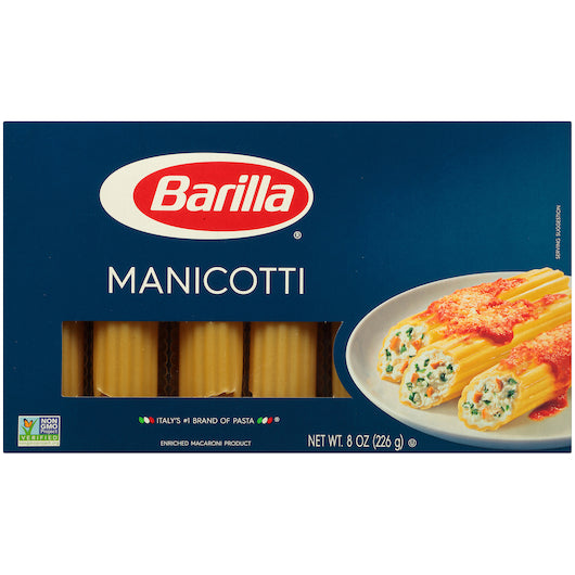 Barilla Medium Manicotti Pasta, 12 x 8 oz Case - DOT product image 2