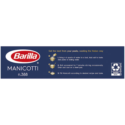 Barilla Medium Manicotti Pasta, 12 x 8 oz Case - Alternate product angle or state
