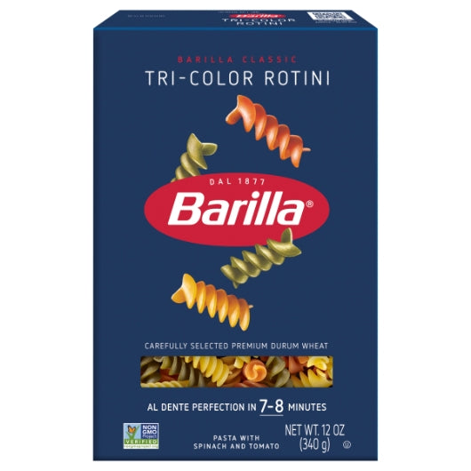 Barilla Tri-Color Rotini Pasta, 16 x 12 oz Case - Pantry Ingredients