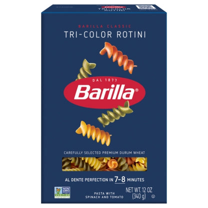 Barilla Tri-Color Rotini Pasta, 16 x 12 oz Case - Pantry Ingredients