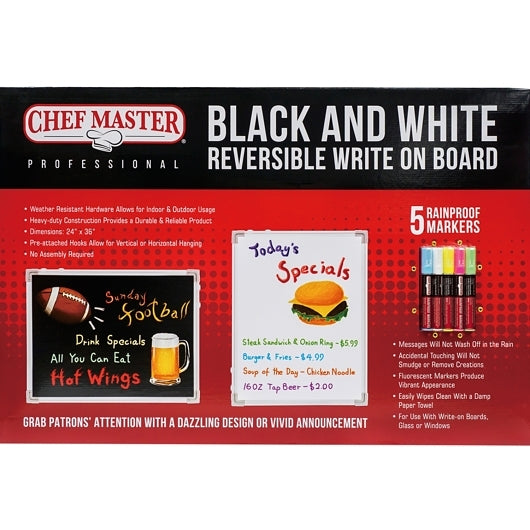Chef-master 24" x 36" Double Sided Board with Markers, 1 x 1 each Case - Guest Checks & Register Rolls