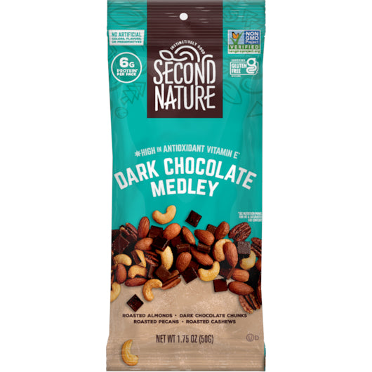Second Nature Dark Chocolate Medley, 3 x 12 x 1.75 oz Case - Nuts & Seeds
