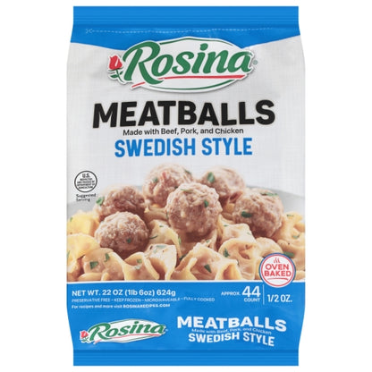 Rosina Swedish Meatball 0.5 Oz, 8 x 22 oz Case - Frozen Meat & Seafood