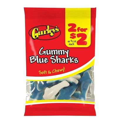 Gurley's Blue Sharks Gummy Candy, 12 x 2.25 oz Case - Candy & Confections