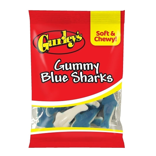 Gurley's Blue Sharks Gummy Candy, 12 x 4 oz Case - Candy & Confections