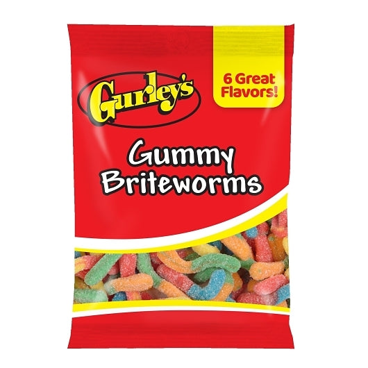 Gurley's Neon Worms Gummy Worms, 12 x 4.5 oz Case - Candy & Confections