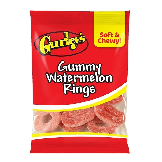 Gurley's Watermelon Rings Gummy Candy, 12 x 4.5 oz Case - Candy & Confections