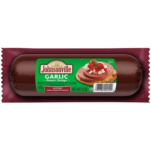 Johnsonville Garlic Summer Sausage, 12 x 12 oz Case - Frozen Meat & Seafood
