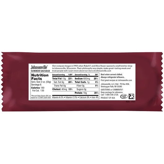 Johnsonville Garlic Summer Sausage, 12 x 12 oz Case - DOT product image 2