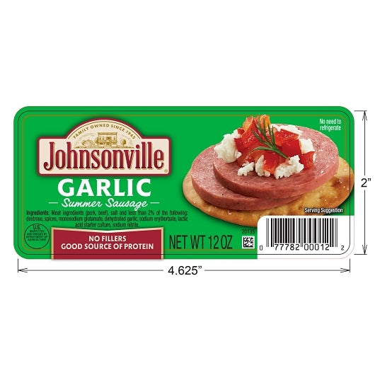 Johnsonville Garlic Summer Sausage, 12 x 12 oz Case - DOT product image 8