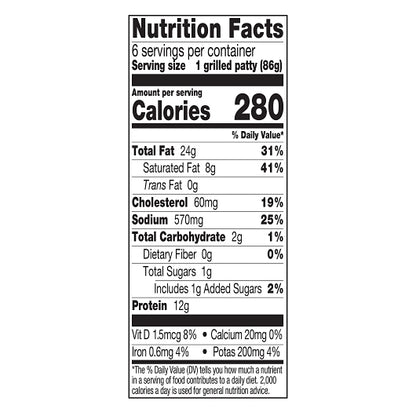 Johnsonville Uncooked Grillers Original Bratwurst Pork Sausage Patties, 9 x 24 oz Case - DOT product image 8