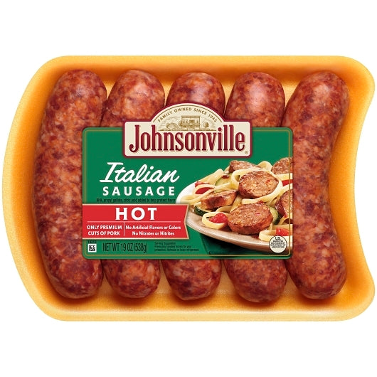 Advance Pierre Hot Italian Natural Casing Uncooked Pork Sausage Links, 12 x 19 oz Case - Frozen Meat & Seafood