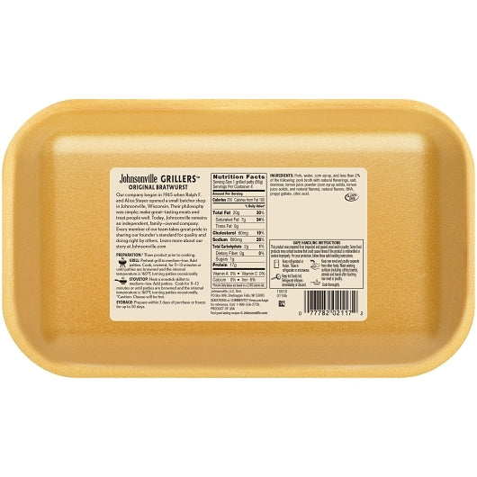 Johnsonville Bratwurst Patty Grillers Uncooked Original Bratwurst Pork Patties, 9 x 16 oz Case - DOT product image 3