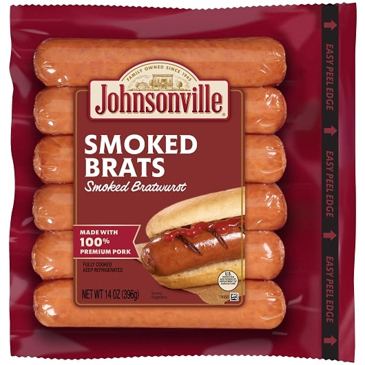 Johnsonville Fully Cooked Smoked Bratwurst Links, 10 x 14 oz Case - Frozen Meat & Seafood