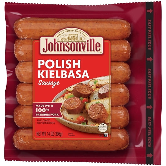 Johnsonville Fully Cooked Skinless Polish Kielbasa Pork Sausage Links, 10 x 14 oz Case - Frozen Meat & Seafood