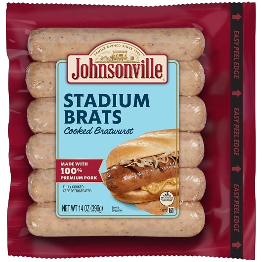 Johnsonville Fully Cooked Stadium Brat, 10 x 14 oz Case - Frozen Meat & Seafood