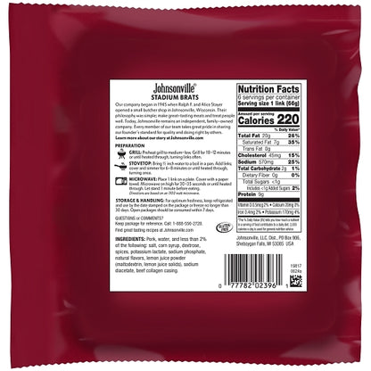 Johnsonville Stadium Style Fully Cooked Stadium Brat, 10 x 14 oz Case - DOT product image 3