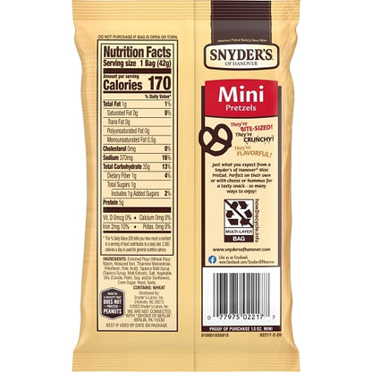 Snyder's Of Hanover Fat-Free Mini Twist Pretzels, 60 x 1.5 oz Case - DOT product image 8
