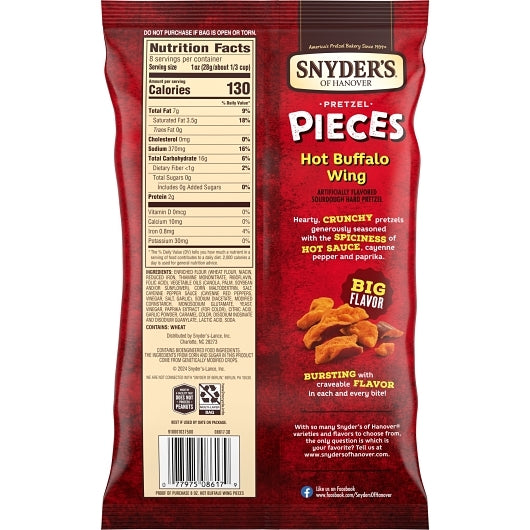 Snyder's Of Hanover Hot Buffalo Wing Pretzel Pieces, 6 x 8 oz Case - DOT product image 8
