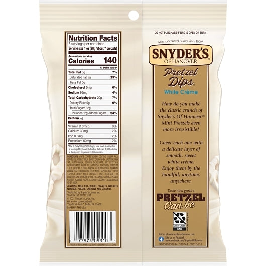 Snyder's Of Hanover White Chocolate Dipped Pretzel, 8 x 5 oz Case - DOT product image 6
