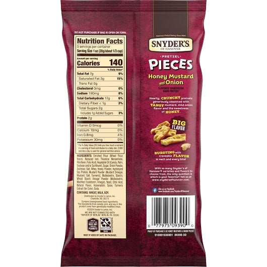 Snyder's Of Hanover Honey Mustard & Onion Pretzel Pieces, 8 x 5 oz Case - DOT product image 8