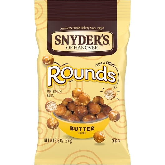 Snyder's Of Hanover Pretzel Butter Rounds, 8 x 3.5 oz Case - Snacks