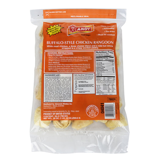 Ajinomoto Windsor Amoy Buffalo Chicken Rangoon, 120 x 1 oz Case - Prepared Foods