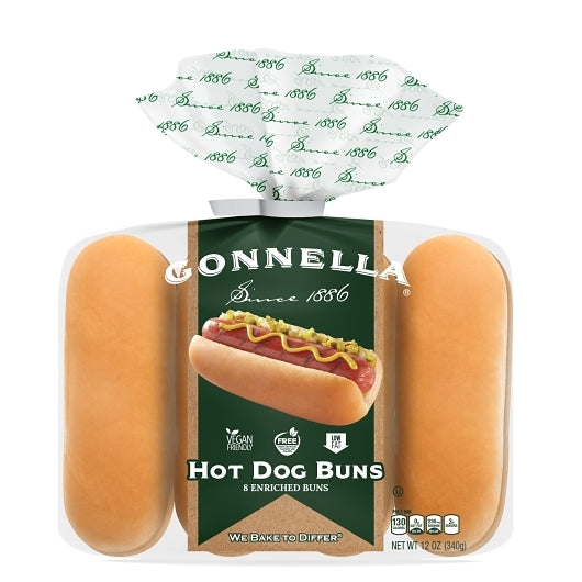 Gonnella Baking Hot Retail Hot Dog Bun, 8 x 12 oz Case - Breads, Rolls & Buns