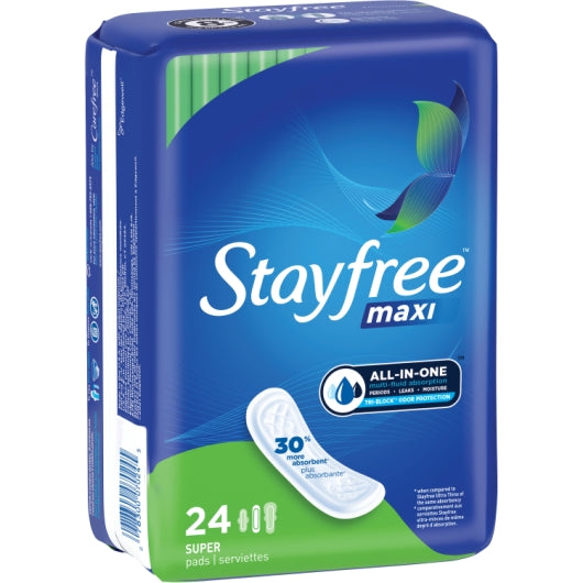 Stayfree Maxi Pads Super, 6 x 24 ct Case - DOT product image 3