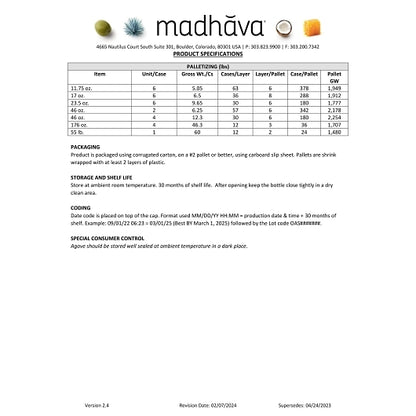 Madhava Organic Golden Light Agave, 6 x 11.75 oz Case - DOT product image 4