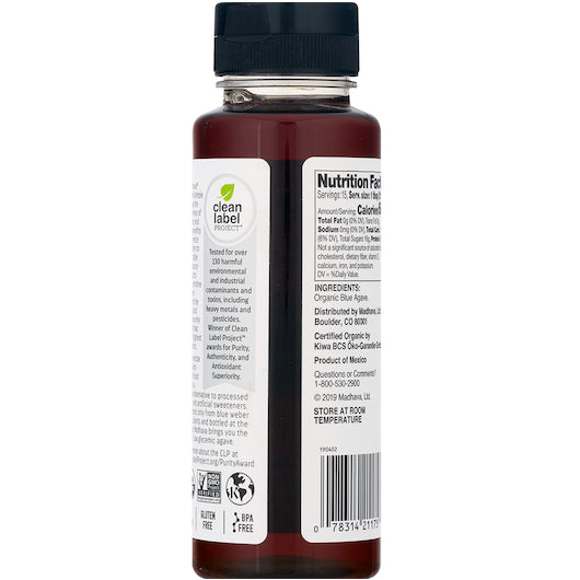 Madhava Organic Amber Raw Agave, 6 x 11.75 oz Case - Pantry Ingredients
