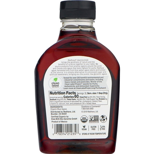 Madhava Organic Raw Amber Agave, 6 x 23.5 oz Case - DOT product image 4