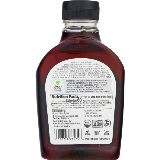 Madhava Organic Raw Amber Agave, 6 x 23.5 oz Case - DOT product image 5