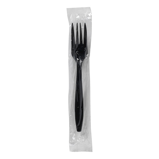 Dixie Gp Pro Individually Wrapped Heavy Weight Polypropylene Plastic Black Fork, 1 x 1000 ct Case - Plates Bowls