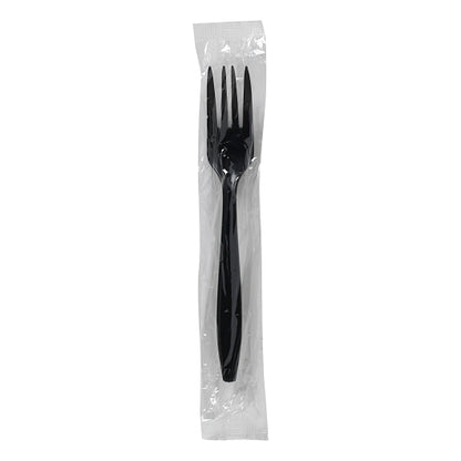 Dixie Gp Pro Individually Wrapped Heavy Weight Polypropylene Plastic Black Fork, 1 x 1000 ct Case - Plates Bowls
