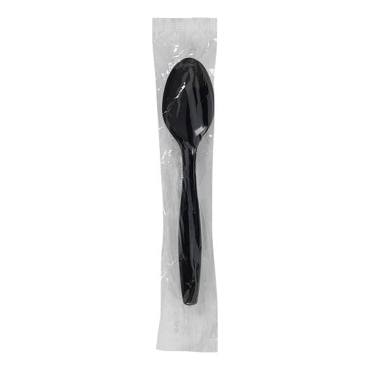 Dixie Heavyweight Polypropylene Individually Wrapped Black Teaspoon, 1 x 1000 ct Case - Plates Bowls