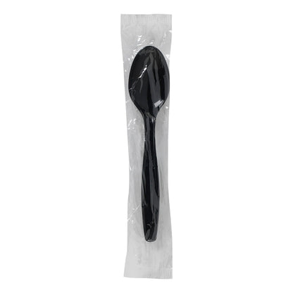 Dixie Heavyweight Polypropylene Individually Wrapped Black Teaspoon, 1 x 1000 ct Case - Plates Bowls