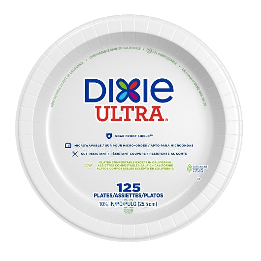 Dixie 10.125 Inch White Ultra Heavy Weight Paper Plate, 4 x 125 ct Case - Disposables