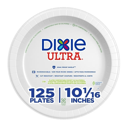 Dixie 10.125 Inch White Ultra Heavy Weight Paper Plate, 4 x 125 ct Case - DOT product image 2