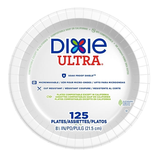Dixie Ultra 8.5 Inch White Ultra Heavy Weight Paper Plate, 4 x 125 ct Case - DOT product image 5