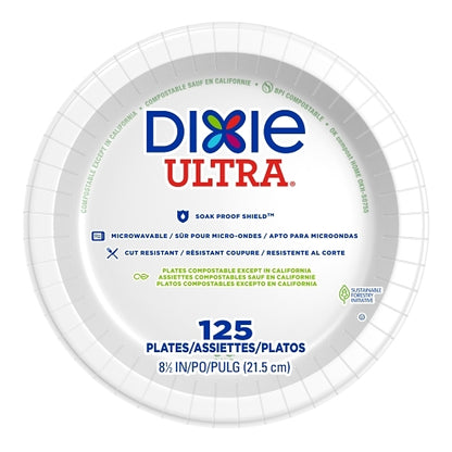 Dixie Ultra 8.5 Inch White Ultra Heavy Weight Paper Plate, 4 x 125 ct Case - DOT product image 5