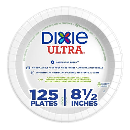 Dixie Ultra 8.5 Inch White Ultra Heavy Weight Paper Plate, 4 x 125 ct Case - DOT product image 2