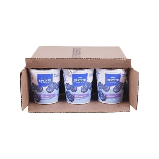 Upstate Farms Nonfat Blueberry Blended Yogurt, 12 x 8 oz Case - GS1 open-case image