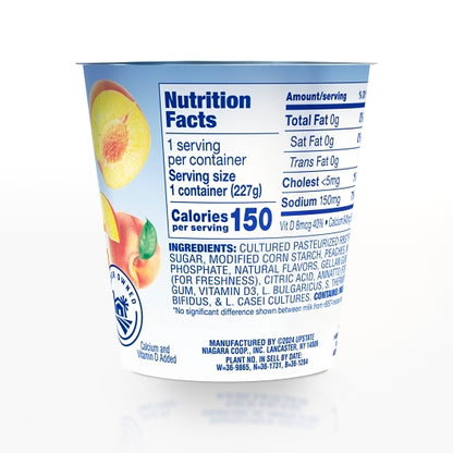 Upstate Niagara Coop Peach Nonfat Blended Yogurt, 12 x 8 oz Case - Alternate product angle or state